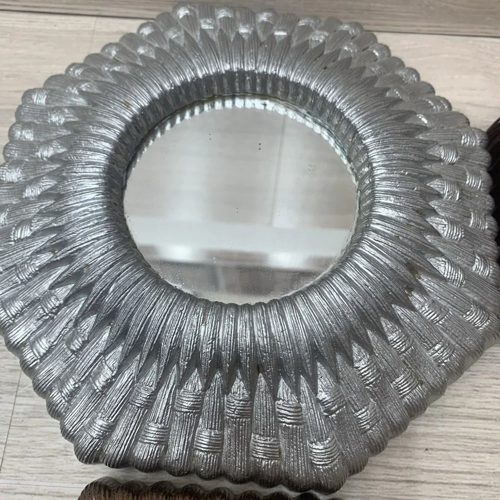 VTG Homeco Interior Yellow Brown Silver Mirror Boho Wall Decor